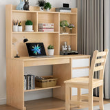 Standard Wooden Credenza Desk with Bookcase and Drawers Image - 17