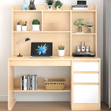 Standard Wooden Credenza Desk with Bookcase and Drawers Image - 18