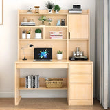 Standard Wooden Credenza Desk with Bookcase and Drawers Image - 19