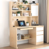 Standard Wooden Credenza Desk with Bookcase and Drawers Image - 8