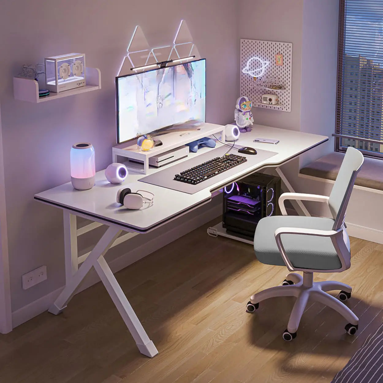 Standard Wooden Gaming Desk with Cable Management Image - 1