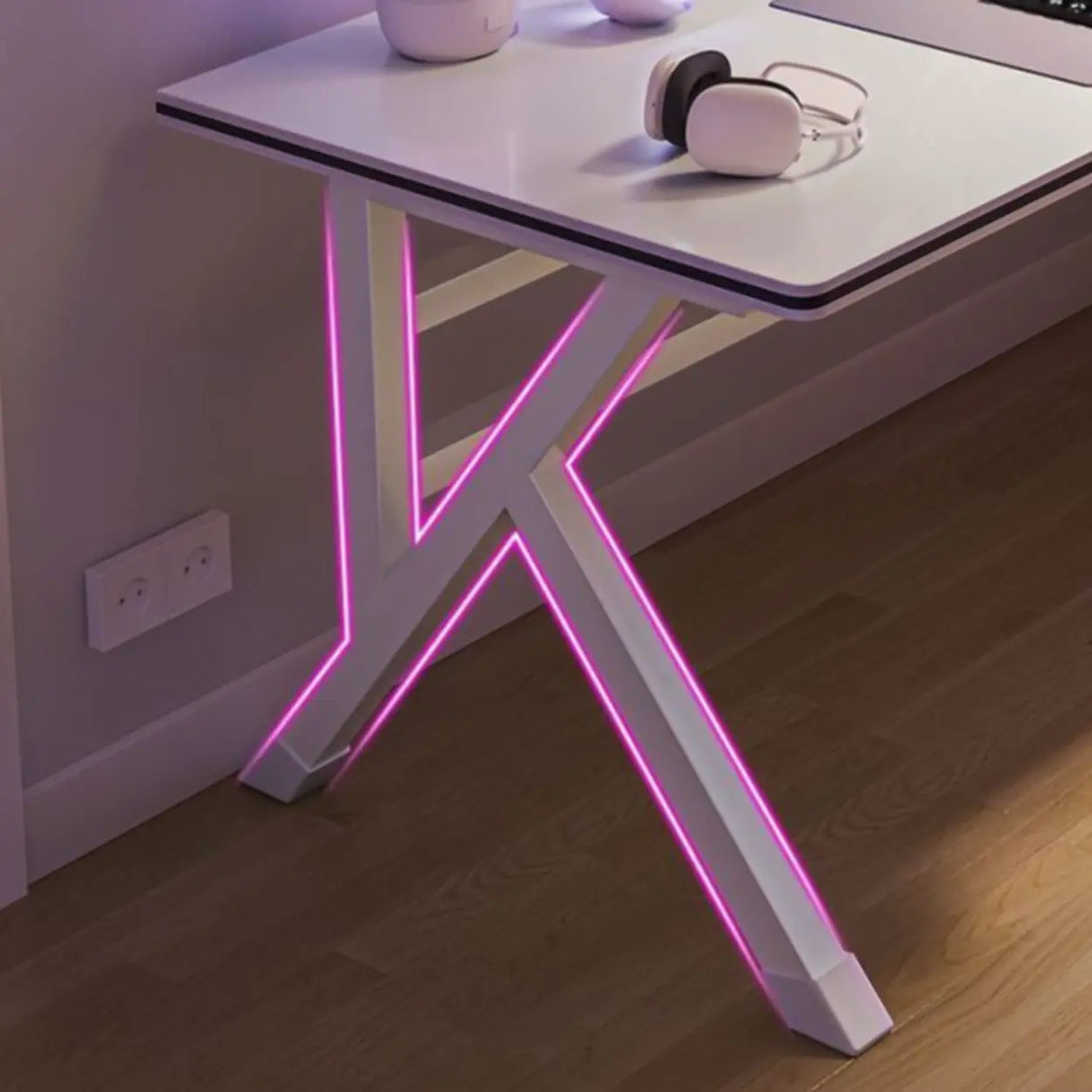 Standard Wooden Gaming Desk with Cable Management Image - 12
