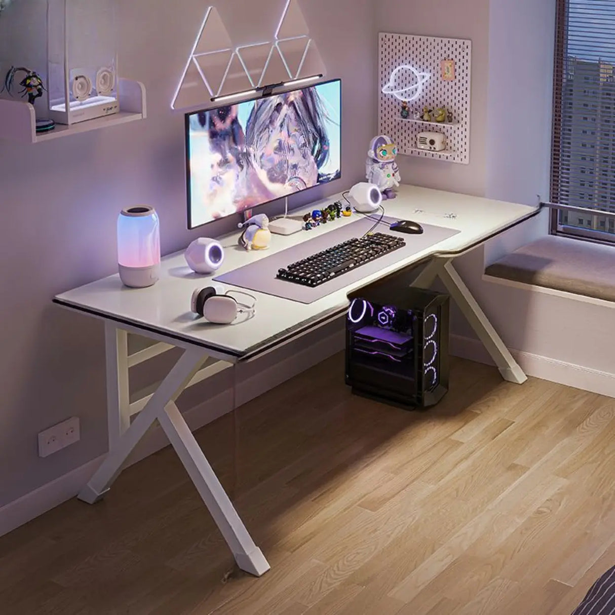 Standard Wooden Gaming Desk with Cable Management Image - 13