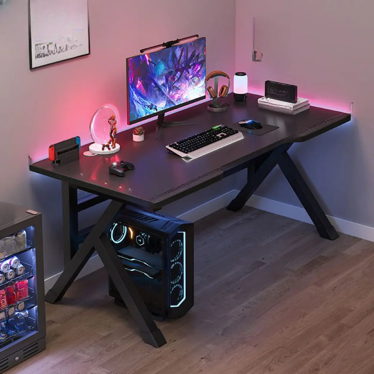 Standard Wooden Gaming Desk with Cable Management Image - 15