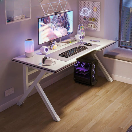 Standard Wooden Gaming Desk with Cable Management Image - 2