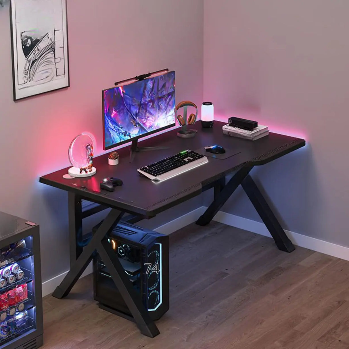 Standard Wooden Gaming Desk with Cable Management Image - 3