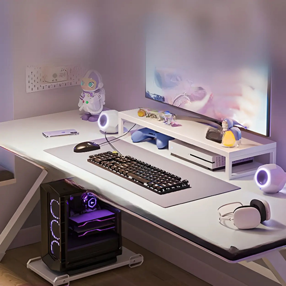 Standard Wooden Gaming Desk with Cable Management Image - 4