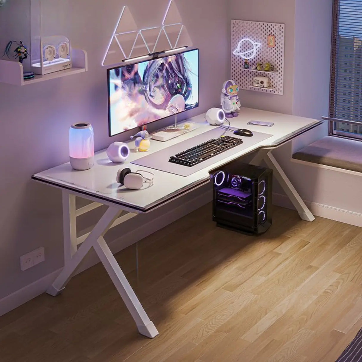 Standard Wooden Gaming Desk with Cable Management Image - 5