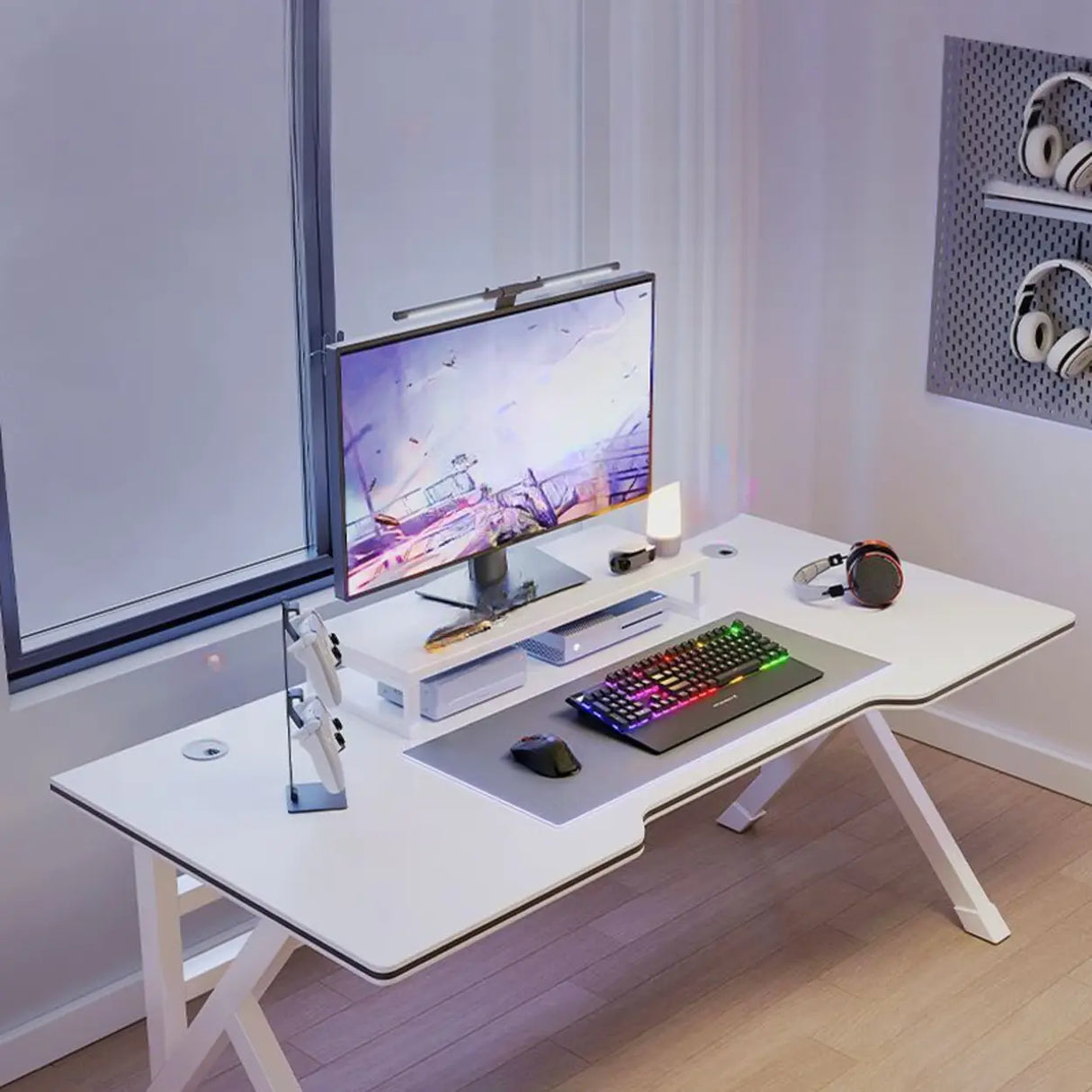 Standard Wooden Gaming Desk with Cable Management Image - 6