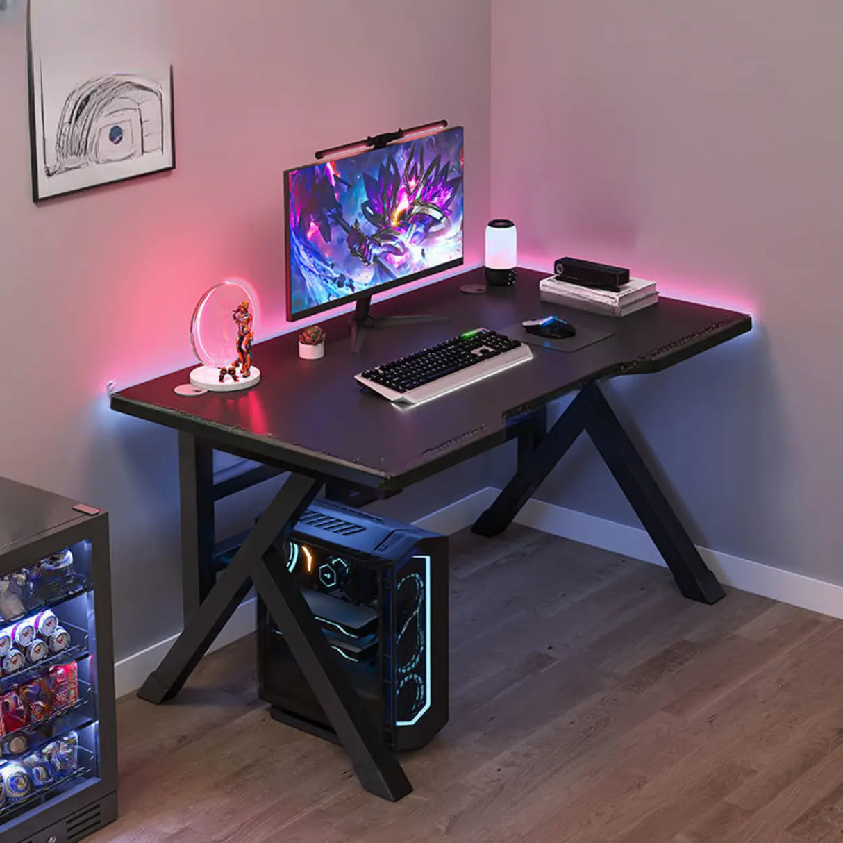 Standard Wooden Gaming Desk with Cable Management Image - 9
