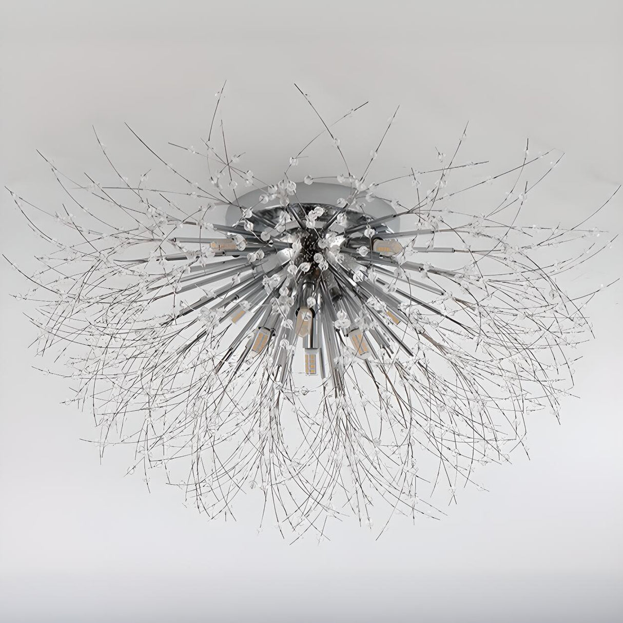 Starburst Crystal Semi-Flush Mount Light Living Room Image - 10