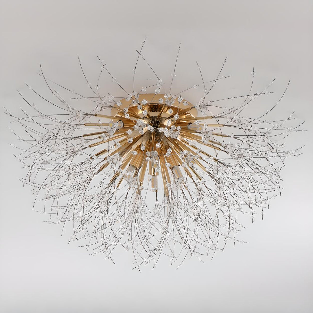 Starburst Crystal Semi-Flush Mount Light Living Room Image - 11