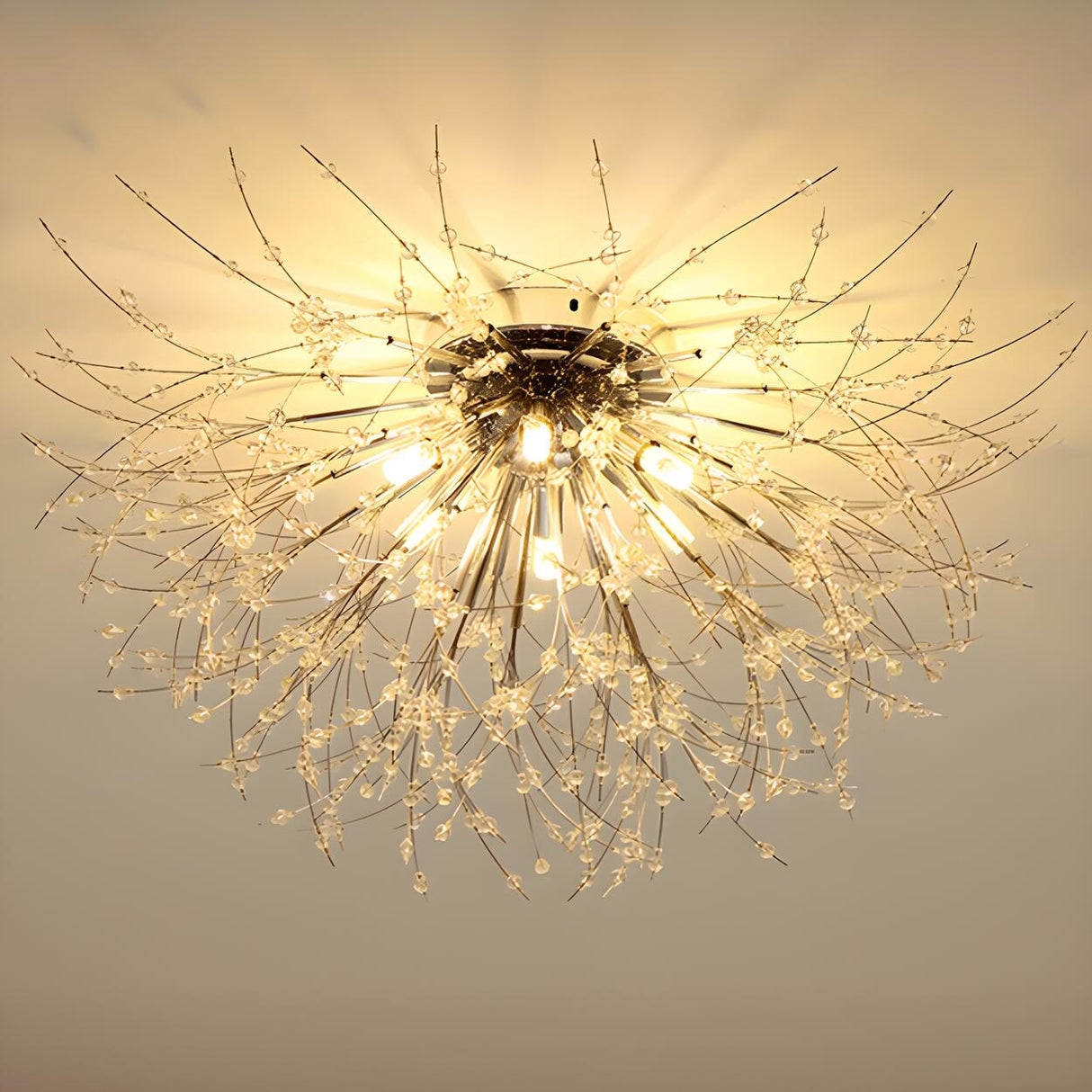 Starburst Crystal Semi-Flush Mount Light Living Room Image - 13
