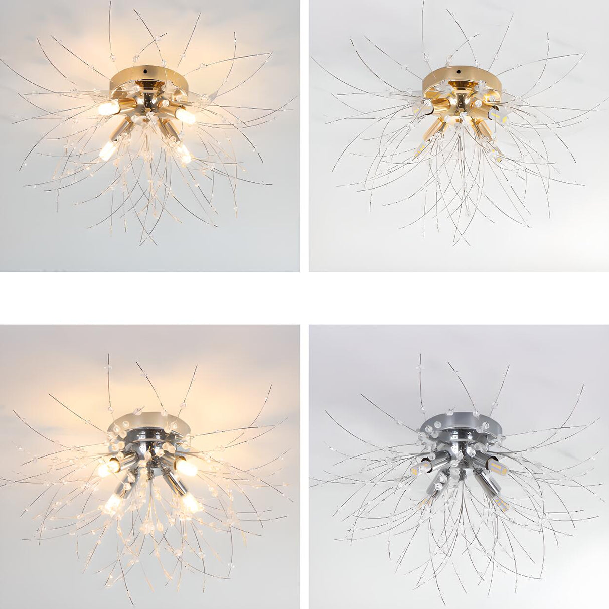 Starburst Crystal Semi-Flush Mount Light Living Room Image - 14
