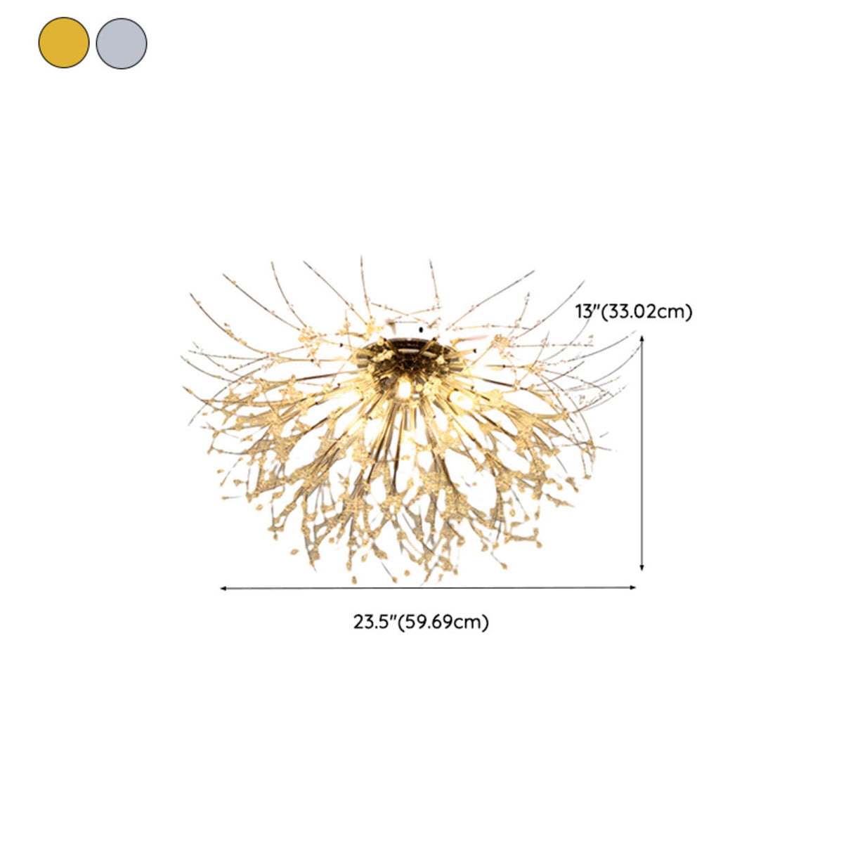 Starburst Crystal Semi-Flush Mount Light Living Room Image - 19