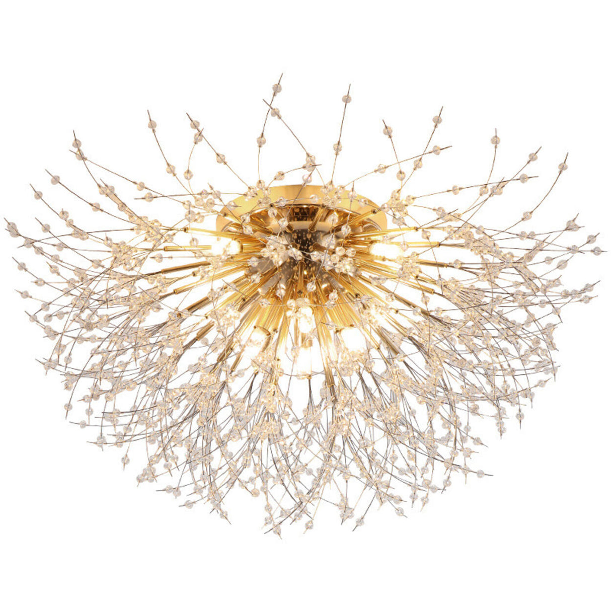 Starburst Crystal Semi-Flush Mount Light Living Room Image - 5