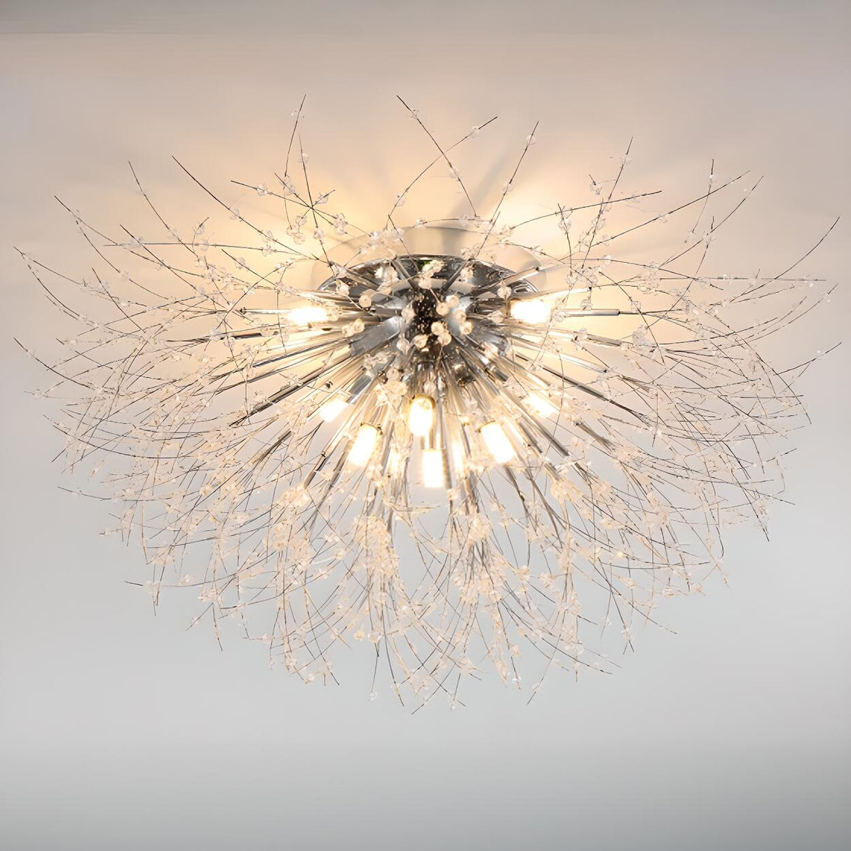 Starburst Crystal Semi-Flush Mount Light Living Room Image - 7