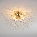 Starburst Crystal Semi-Flush Mount Light Living Room Image - 9