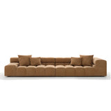 Stationary L-Shape Fabric Beige Large Recliner Sofa Image - 11