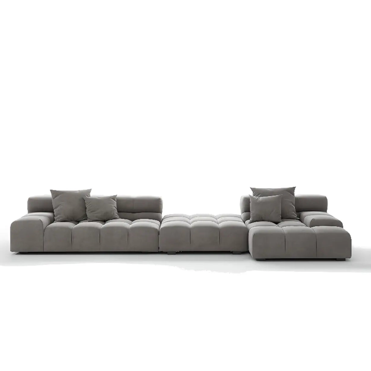 Stationary L-Shape Fabric Beige Large Recliner Sofa Image - 12