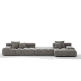 Stationary L-Shape Fabric Beige Large Recliner Sofa Image - 12