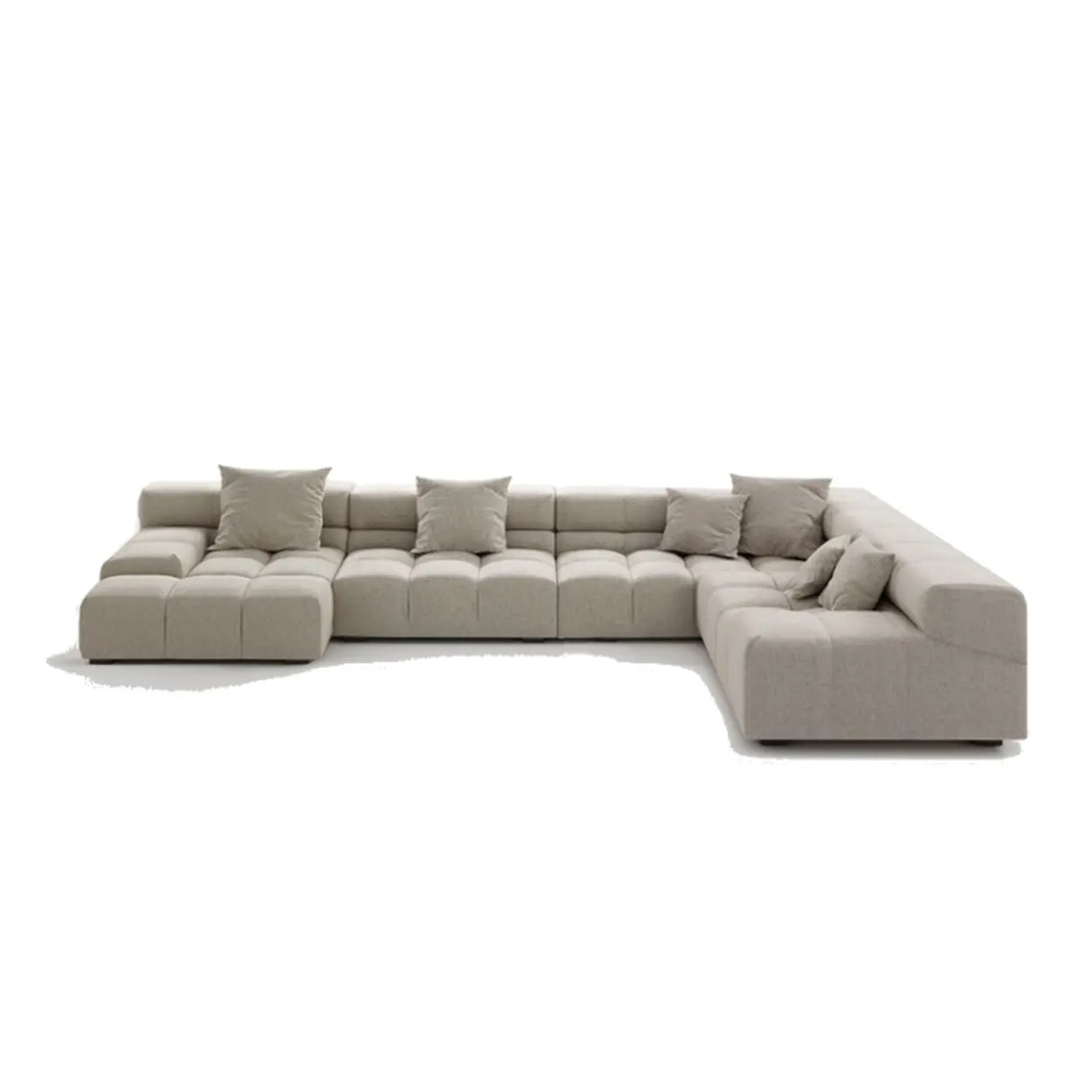 Stationary L-Shape Fabric Beige Large Recliner Sofa Image - 13
