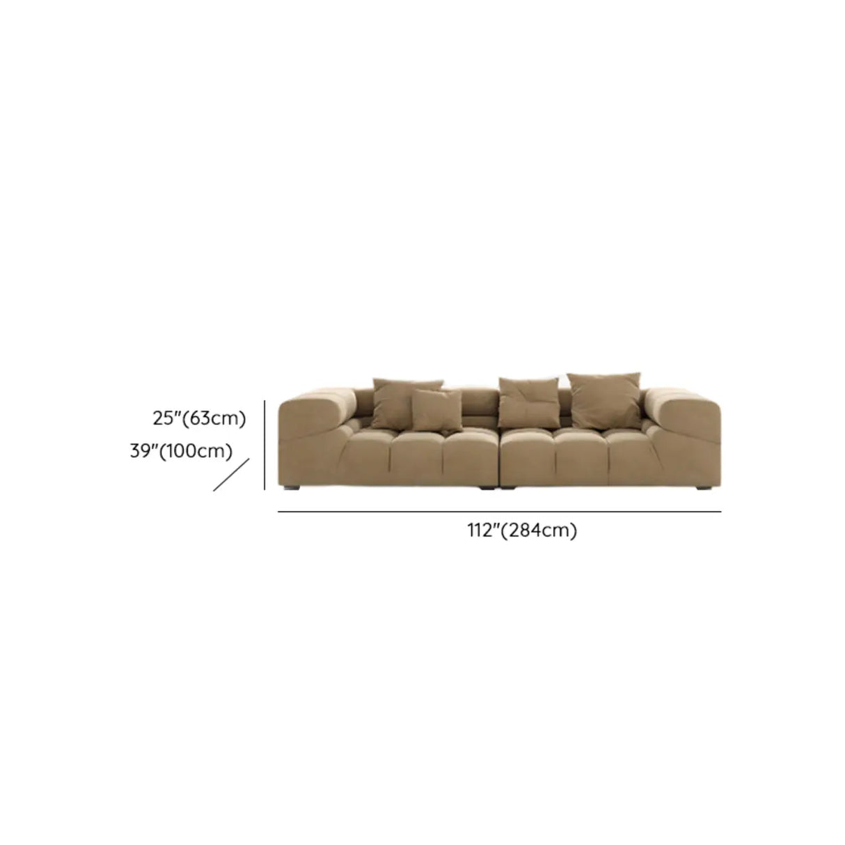 Stationary L-Shape Fabric Beige Large Recliner Sofa 
