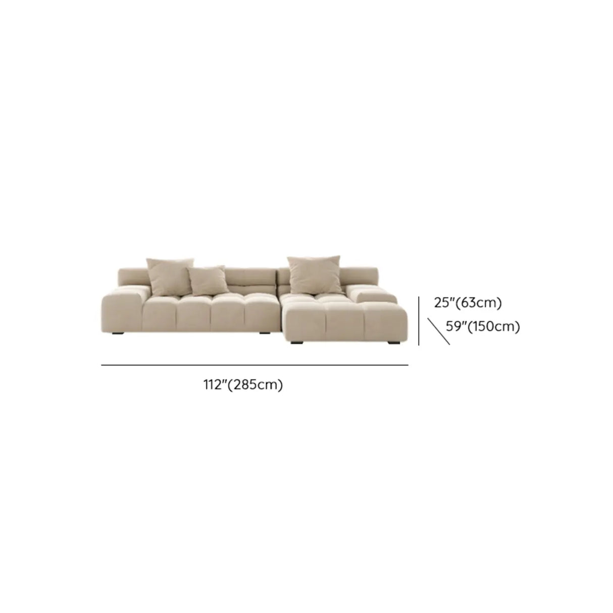 Stationary L-Shape Fabric Beige Large Recliner Sofa Image - 17