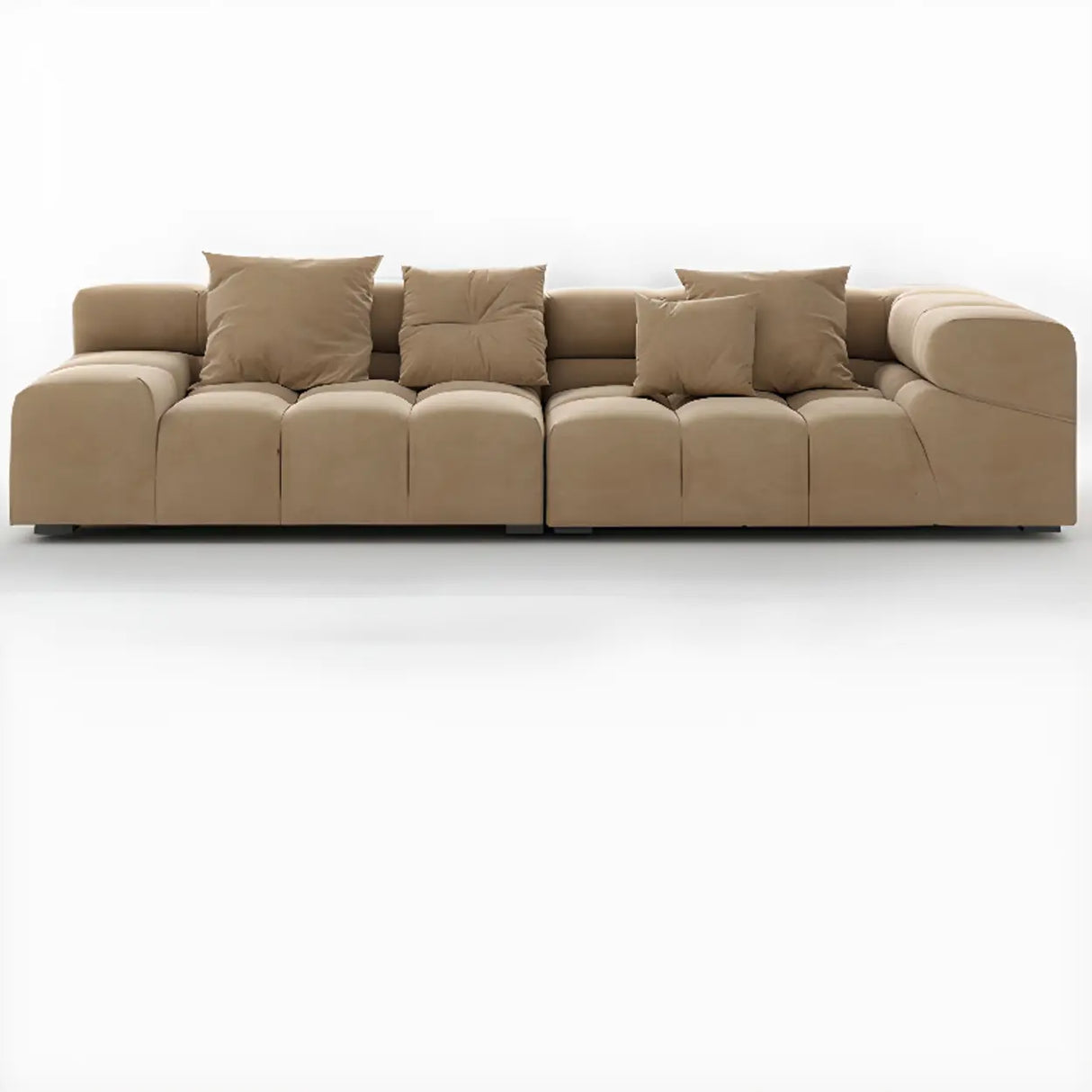 Stationary L-Shape Fabric Beige Large Recliner Sofa Image - 2