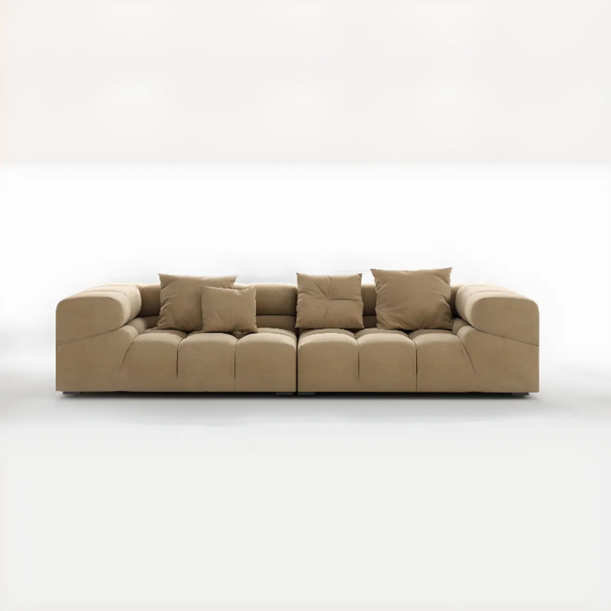 Stationary L-Shape Fabric Beige Large Recliner Sofa Image - 6