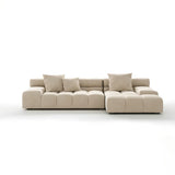 Stationary L-Shape Fabric Beige Large Recliner Sofa Image - 8