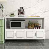 Stationary Rectangle White Wood Kitchen Island with Storage Image - 1