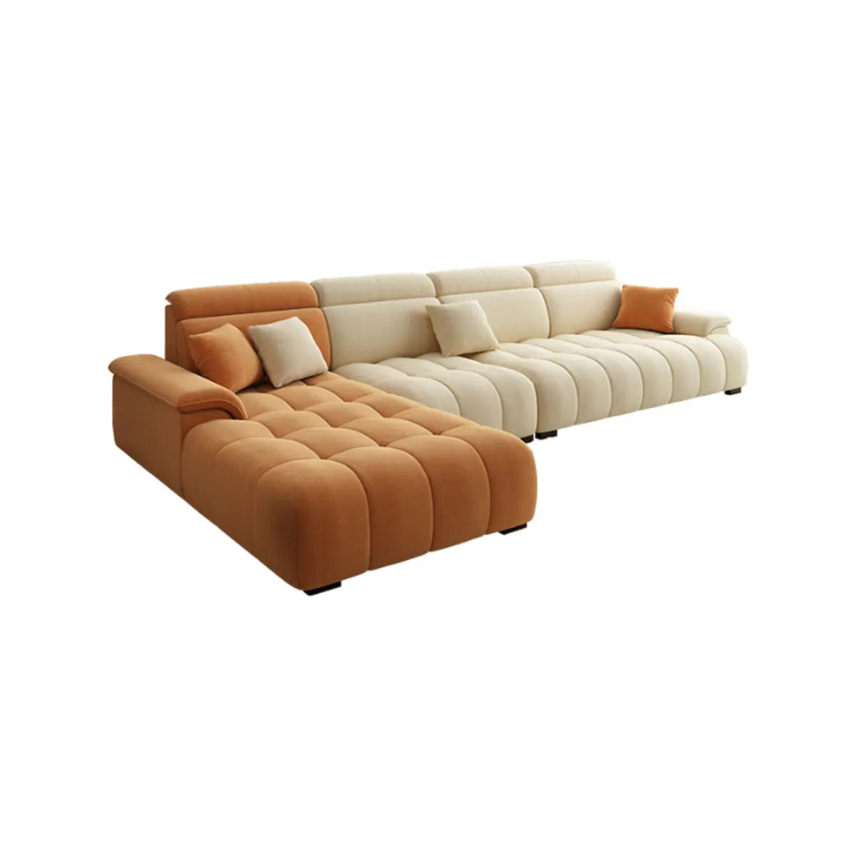 Stationary Two-Tone Abrasive Cloth L-Shape Sofa Chaise Image - 10