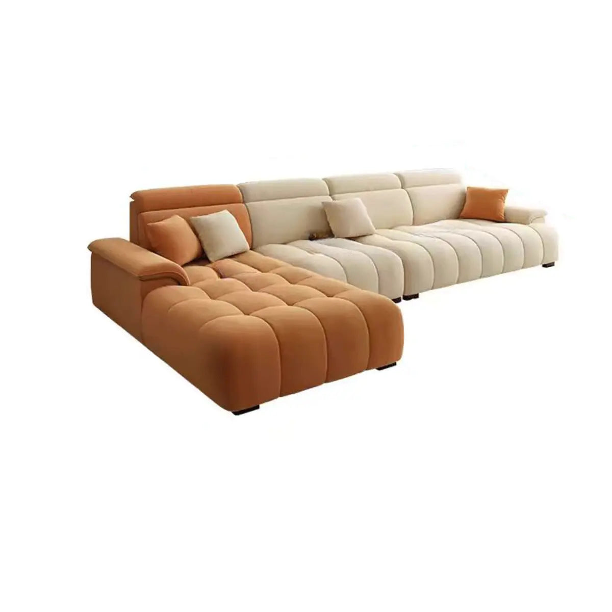 Stationary Two-Tone Abrasive Cloth L-Shape Sofa Chaise Image - 3