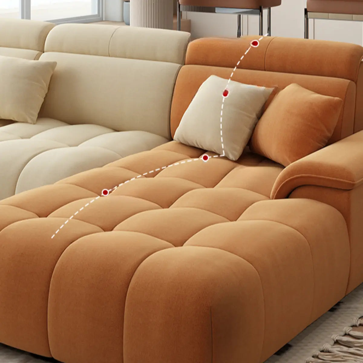 Stationary Two-Tone Abrasive Cloth L-Shape Sofa Chaise Image - 4