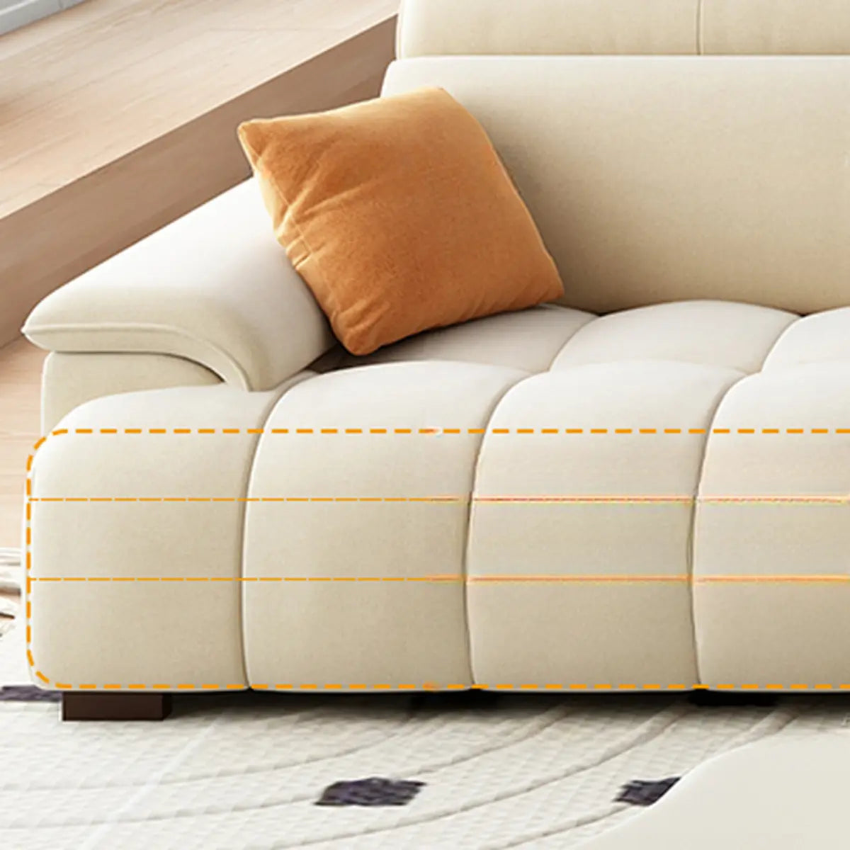 Stationary Two-Tone Abrasive Cloth L-Shape Sofa Chaise Image - 6
