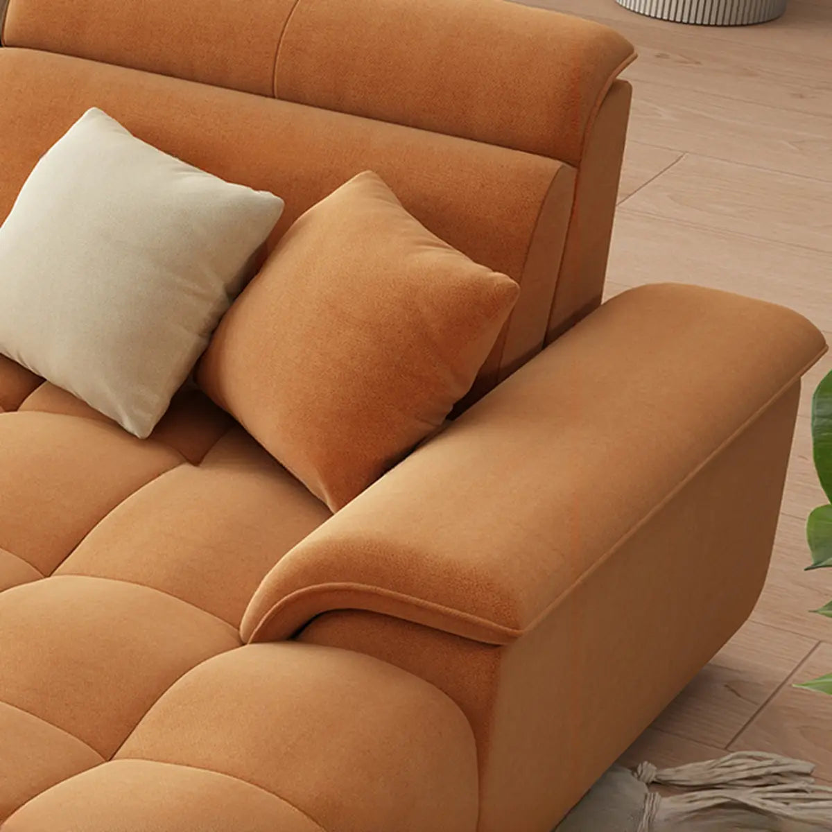 Stationary Two-Tone Abrasive Cloth L-Shape Sofa Chaise Image - 7