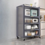 Steel Dining Hutch Storage China Cabinet Pantry Grey Image - 31