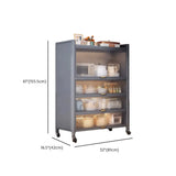 Steel Dining Hutch Storage China Cabinet Pantry Grey Image - 89