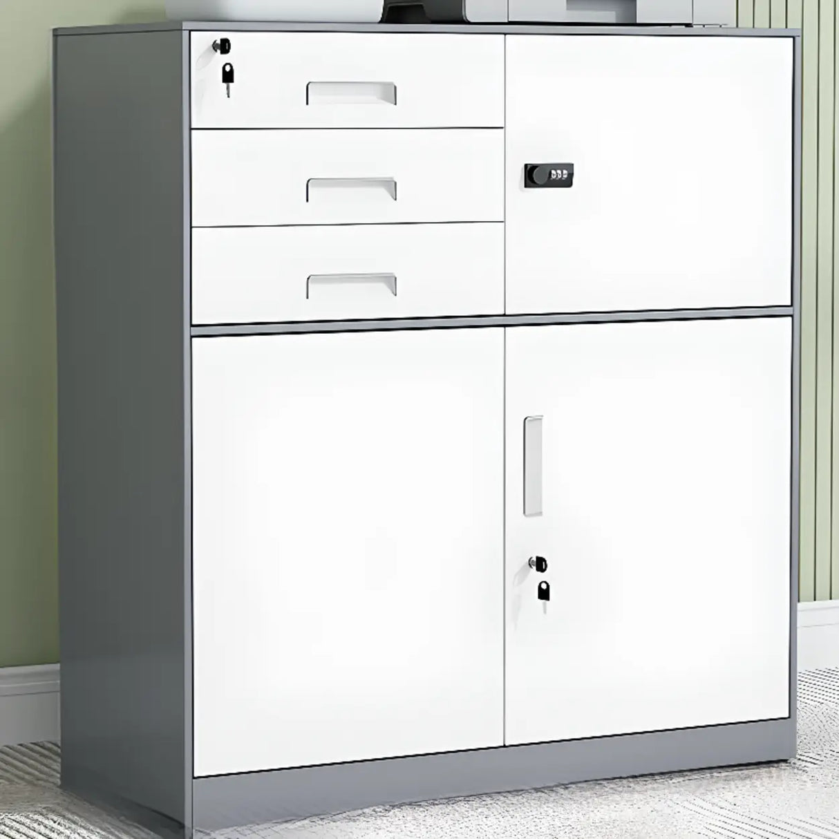 Steel Fire Resistant Storage Vertical Filing Cabinet Image - 12