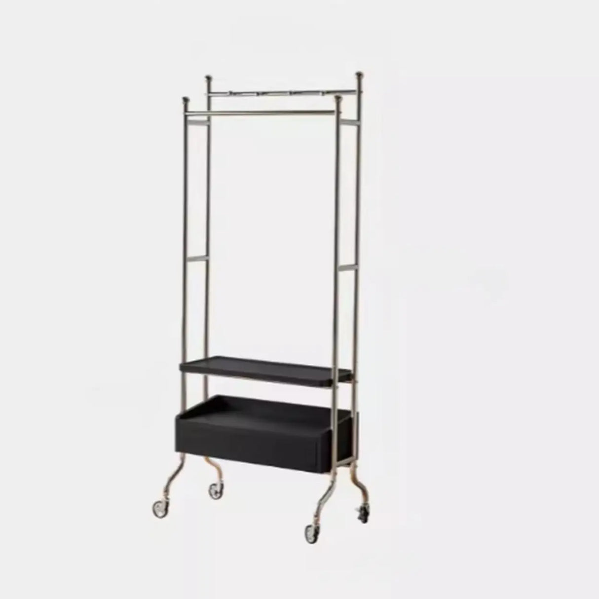 Steel Freestanding Hooks Coat Rack with Drawer Shelf Image - 3