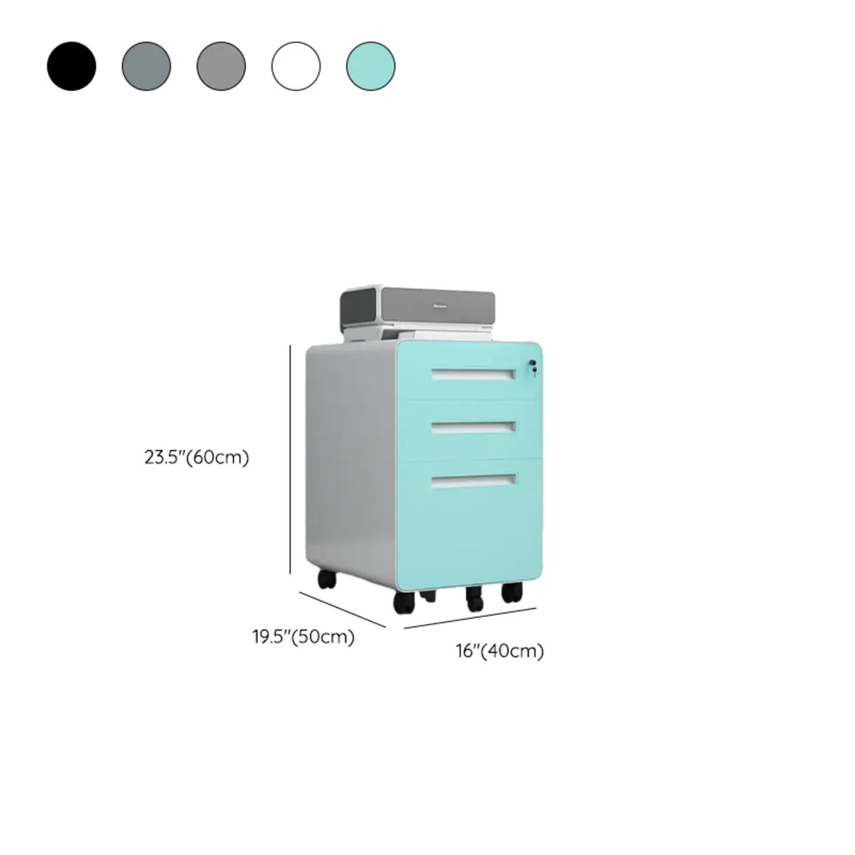 Steel Mobile Filing Cabinet White Key Lock with Casters 