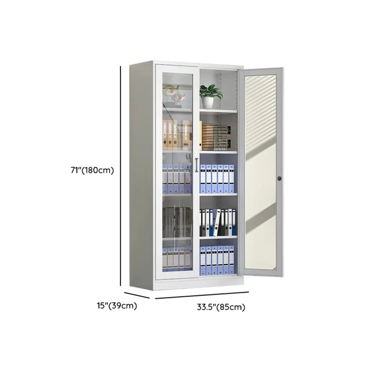 Steel Vertical Glass Door Filing Cabinet with Shelves Image - 11