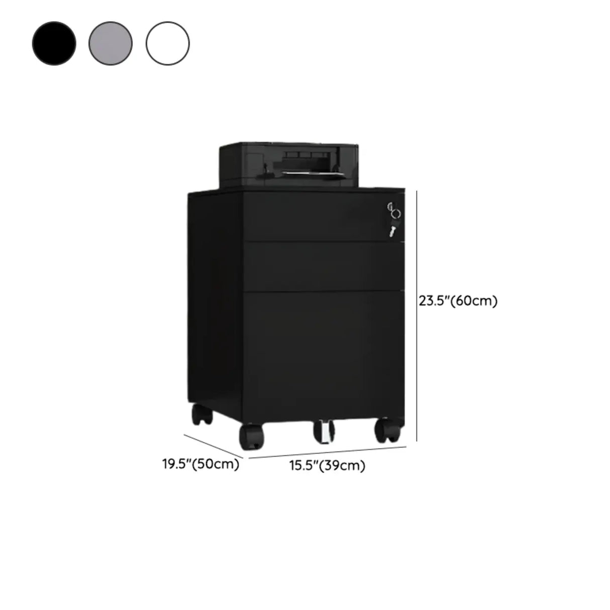 Steel Vertical Lockable Filing Cabinet with Wheels 