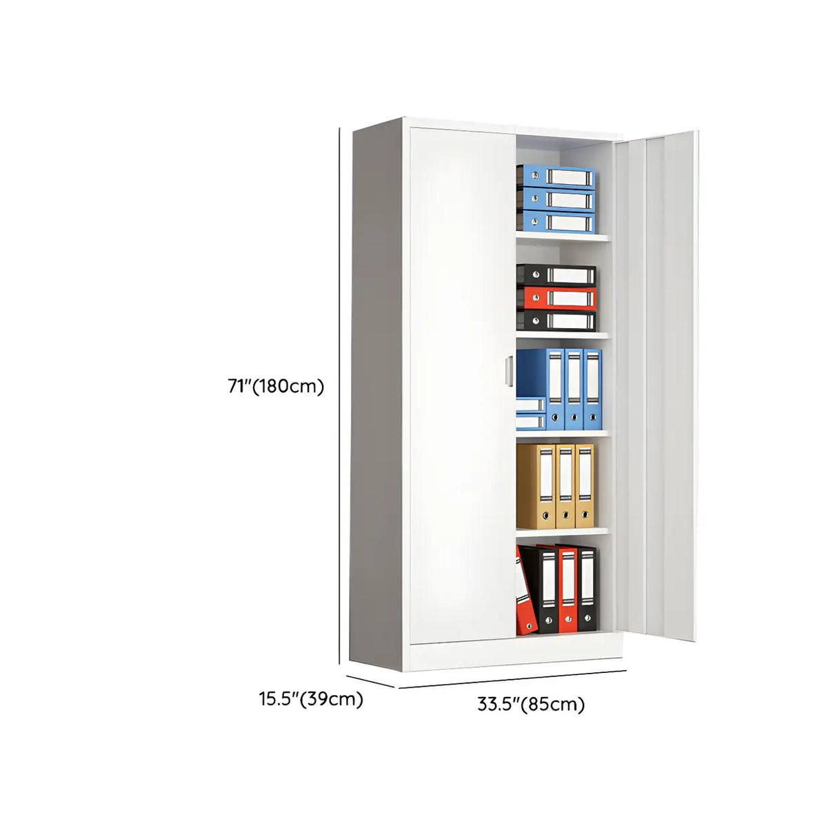 Steel White Rectangular Filing Cabinet with Lockable Shelves 