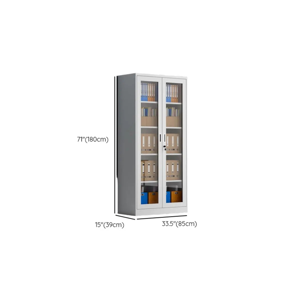 Steel White Vertical Shelves Filing Cabinet with Key Lock 