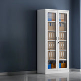 Steel White Vertical Shelves Filing Cabinet with Key Lock Image - 3