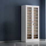 Steel White Vertical Shelves Filing Cabinet with Key Lock Image - 8