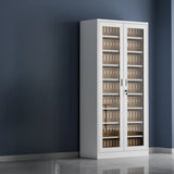 Steel White Vertical Shelves Filing Cabinet with Key Lock Image - 9