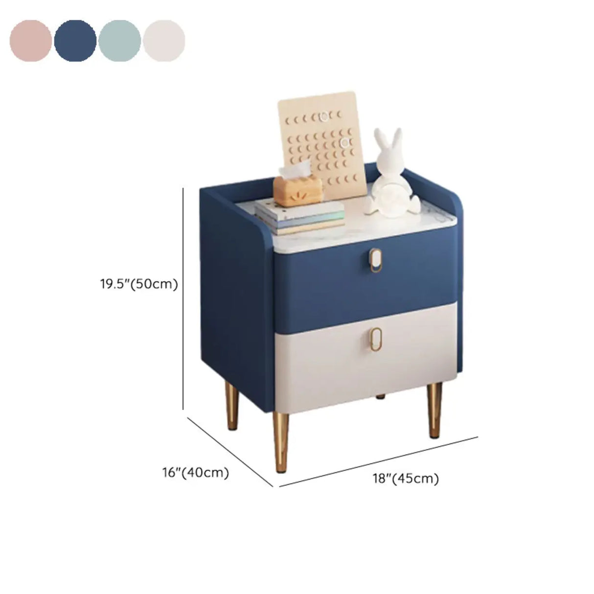 Stone Countertop Leather Frame Kids Storage Nightstand Image - 15